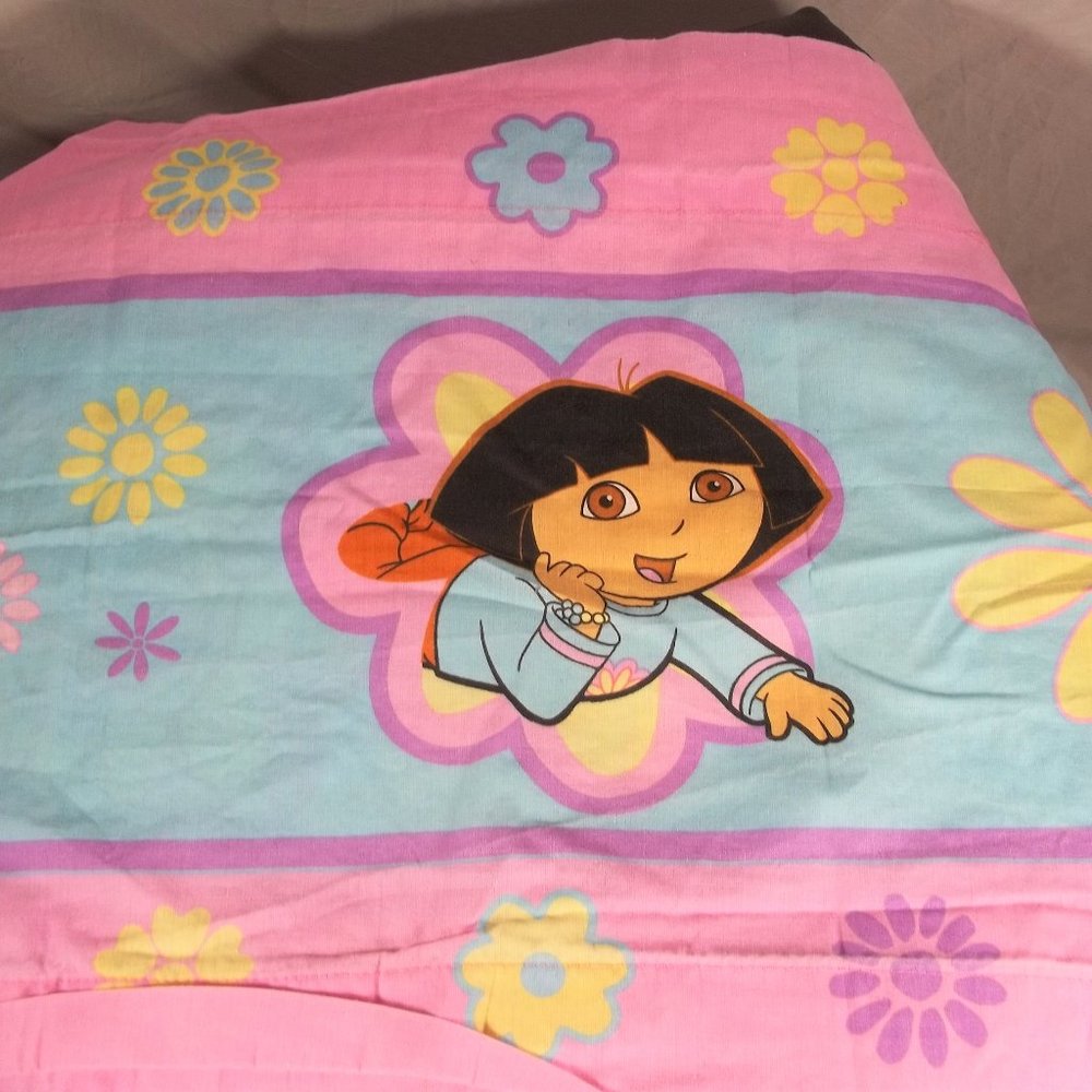 Dora the Explorer pink aqua purple boots 2" Rod valance 17" X 80"